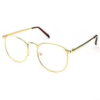 Inspired large circular metal eyeglass frame along the angular transparent lens eyeglasses