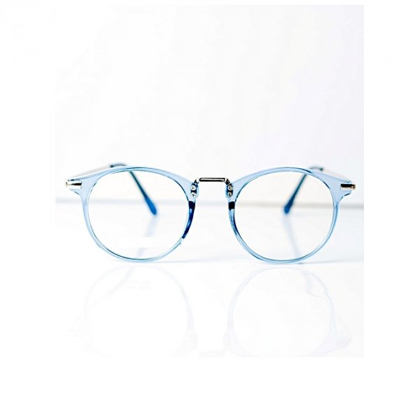 Geek nerd retro fashion retro fashion round frame clear lens glasses case - Light Blue