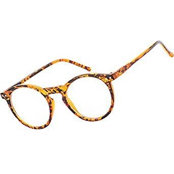 Horn rimmed glasses round glasses plain transparent lens