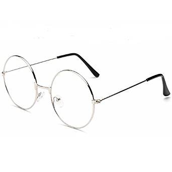 Neutral silver retro sixties style round metal glasses